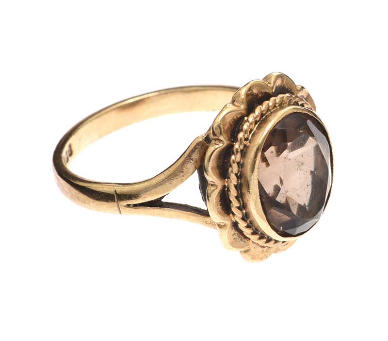 9CT GOLD SMOKY QUARTZ RING - Image 2 of 3