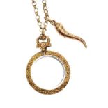 9CT GOLD CHAIN AND PENDANT WITH A GOLD-TONE PENDANT