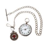 STERLING SILVER POCKET WATCH AND CHAIN