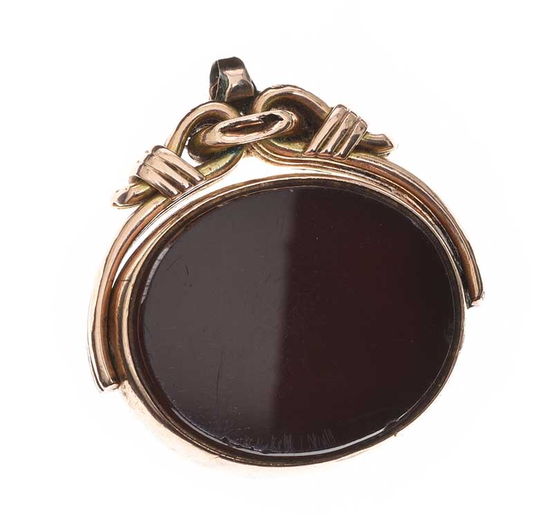 9CT GOLD CARNELIAN AND BLOODSTONE FOB