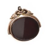 9CT GOLD CARNELIAN AND BLOODSTONE FOB
