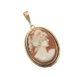 14CT GOLD MOUNTED CAMEO PENDANT