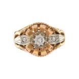 14CT GOLD FRENCH DIAMOND SOLITAIRE RING