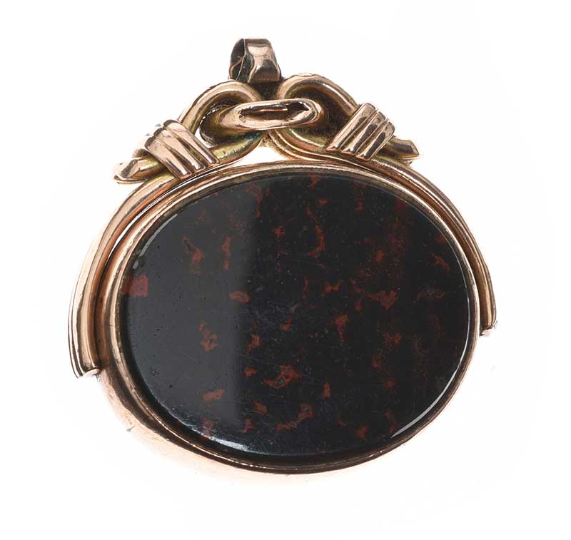 9CT GOLD CARNELIAN AND BLOODSTONE FOB - Image 2 of 3