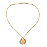 PESOS COIN 14CT GOLD MOUNTED NECKLACE