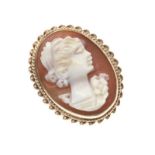 9CT GOLD MOUNTED CAMEO BROOCH/PENDANT