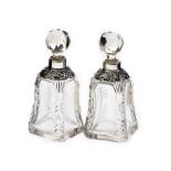 PAIR OF VICTORIAN SILVER BANDED SCENT BOTTLES