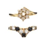 9CT GOLD AND A 14CT GOLD GEM-SET RINGS
