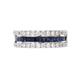 9CT WHITE GOLD SAPPHIRE AND DIAMOND RING