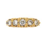 18CT GOLD FIVE STONE DIAMOND RING