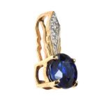 9CT GOLD DIAMOND AND BLUE STONE PENDANT