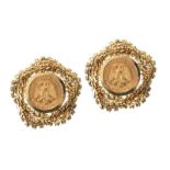 PESOS COIN 14CT GOLD MOUNTED EARRINGS