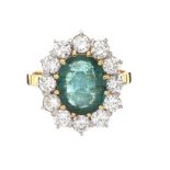 18CT GOLD EMERALD AND DIAMOND RING