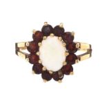 9CT GOLD OPAL AND GARNET RING