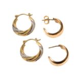 TWO PAIRS OF 9CT GOLD EARRINGS