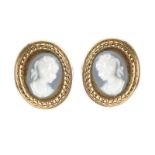 WEDGEWOOD BLUE CAMEO EARRINGS