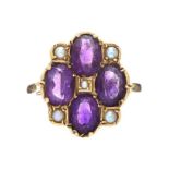 EDWARDIAN AMETHYST AND PEARL RING