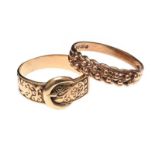 TWO 9CT GOLD ENGRAVED RINGS