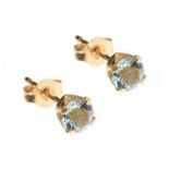 14CT GOLD AQUAMARINE STUD EARRINGS