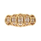 9CT GOLD FIVE STONE DIAMOND RING