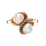 10CT GOLD TWIST CULTURED PEARL RING