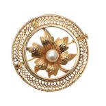 18CT GOLD CULTURED PEARL PENDANT/BROOCH