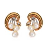 18CT GOLD PEARL AND DIAMOND EARRINGS