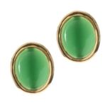 PAIR OF 18CT GOLD MOUNTED JADE EARRINGS