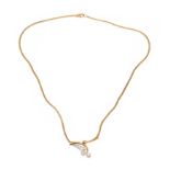 18CT GOLD PEARL AND DIAMOND NECKLACE