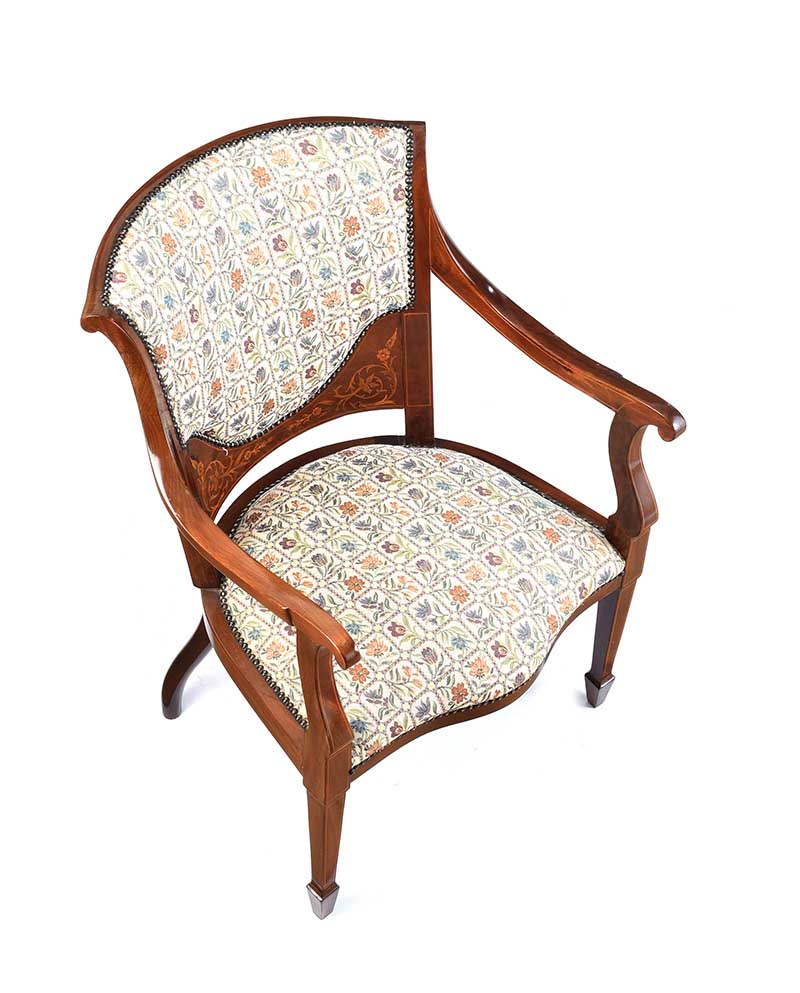 EDWARDIAN INLAID MAHOGANY ARMCHAIR - Image 2 of 5