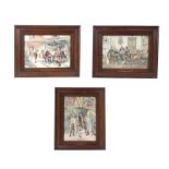 SET OF THREE OAK FRAMED ENGRAVINGS