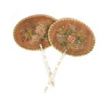 PAIR OF EMBROIDERED HAND FANS