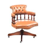 TAN LEATHER CAPTAIN'S CHAIR