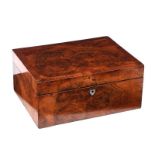 VICTORIAN BURR WALNUT JEWELLERY BOX