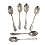 SET OF SIX SILVER TEA SPOONS