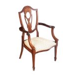 EDWARDIAN INLAID MAHOGANY ARMCHAIR