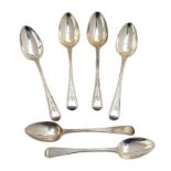 SIX SILVER TEA SPOONS