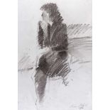 Vernon P. Carter - SEATED GIRL - Charcoal on Paper - 23 x 16 inches - Signed