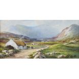 George Farrell - NEAR GLENTIES, DONEGAL - Watercolour Drawing - 5 x 11 inches - Signed