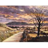 Gerald Walby - SUNSET, DRUMREAGH, ROSTREVOR - Oil on Canvas - 14 x 18 inches - Signed