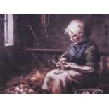 Charles McAuley - MARY ELLEN CUTTING SEED - Coloured Print - 5.5 x 7 inches - Unsigned