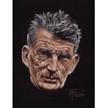 Thomas Putt - SAMUEL BECKETT - Oil on Board - 7 x 5 inches - Signed