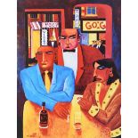 Graham Knuttel - WAITING IN SOHO - Coloured Print - 24 x 18 inches - Unsigned