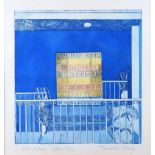 Jacqueline Stanley - NIGHT BALCONY, PAPHOS - Limited Edition Coloured Lithograph (14/20) - 15 x 14