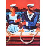 Graham Knuttel - THE CAPTAIN GIVES THE ORDERS - Coloured Print - 24 x 18 inches - Unsigned