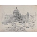 Raymond Piper, RUA - BELFAST CITY HALL - Pencil on Paper - 11 x 15 inches - Signed