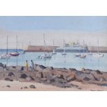 Robert Taylor Carson, RUA - HARBOUR, LOS CRISTIANOS - Oil on Canvas - 12 x 16 inches - Signed