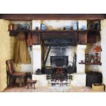 Gerald Walby - IRISH COTTAGE INTERIOR - Three Dimensional Wall Plaque - 9 x 12 inches - Signed