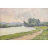 Hans Iten, RUA - TOWPATH, RIVER LAGAN - Oil on Board - 6 x 9 inches - Signed