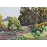 Charles McAuley - A COUNTRY LANE IN THE GLENS - Watercolour Drawing - 10 x 14 inches - Signed